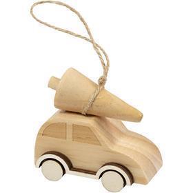 Auto con albero di Natale, H: 6 cm, L: 6 cm, L: 3,5 cm, 1 pz [HOB-58070]