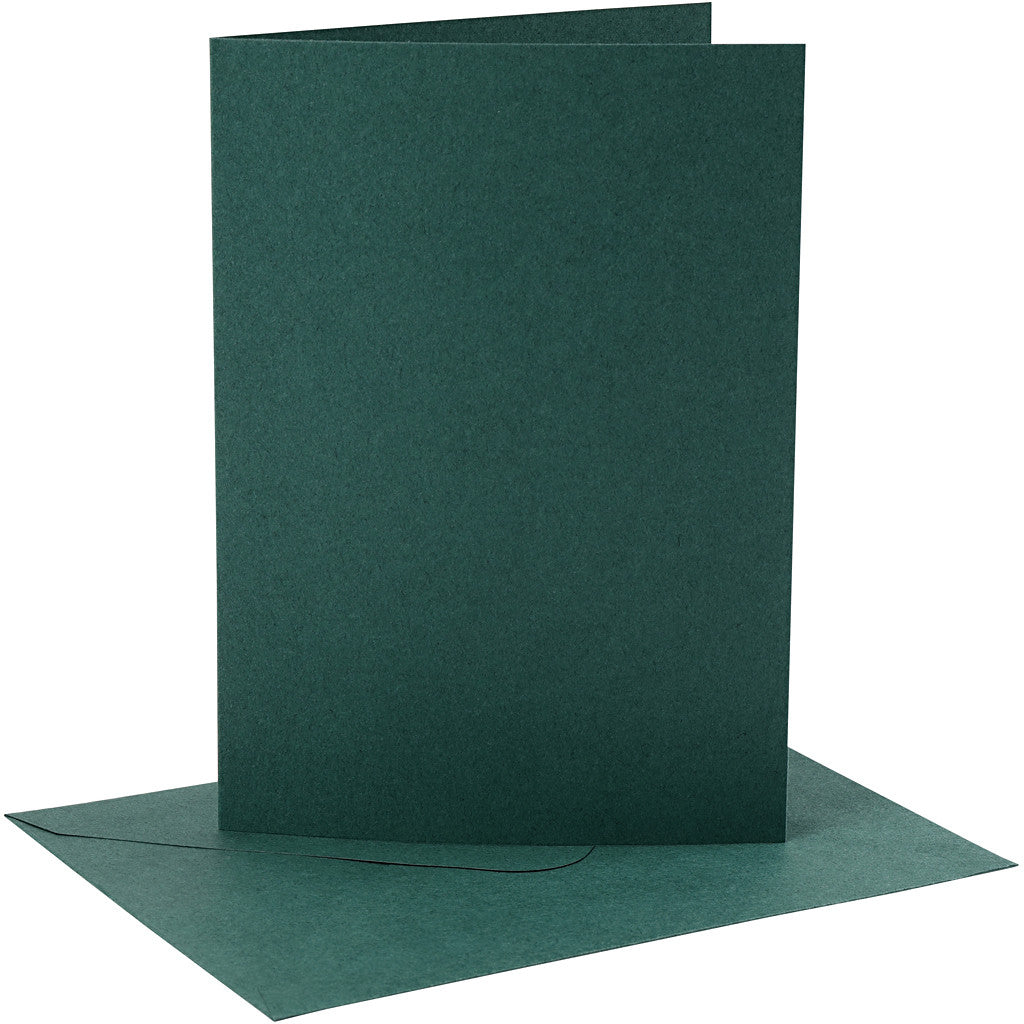 Biglietti e buste, dim. cartoncino 12,7x17,8 cm, dim. busta 13,3x18,5 cm, 230 g, verde scuro, 4 set/ 1 conf. [HOB-230563]