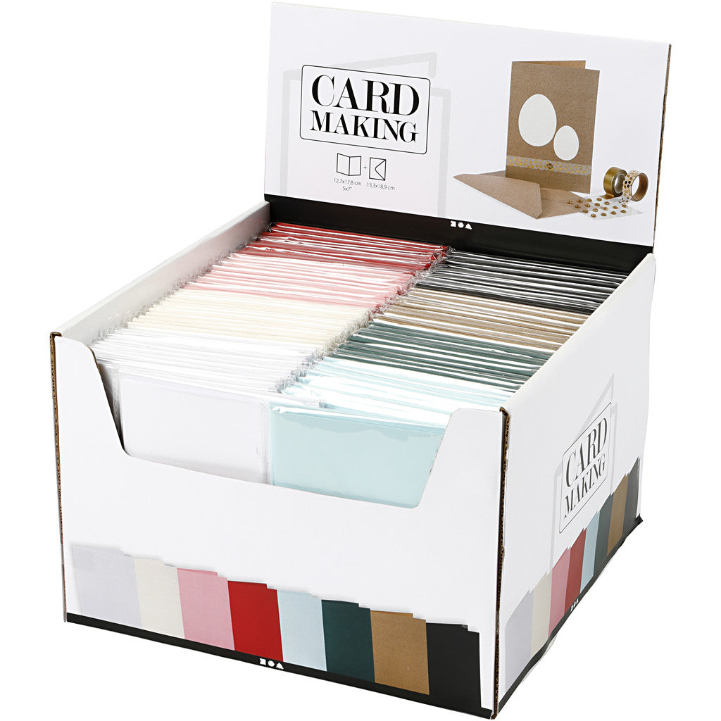 Biglietti e buste, dim. cartoncino 12,7x17,8 cm, dim. busta 13,3x18,5 cm, 230 g, colori asst., 8x10 conf./ 1 conf. [HOB-230569]