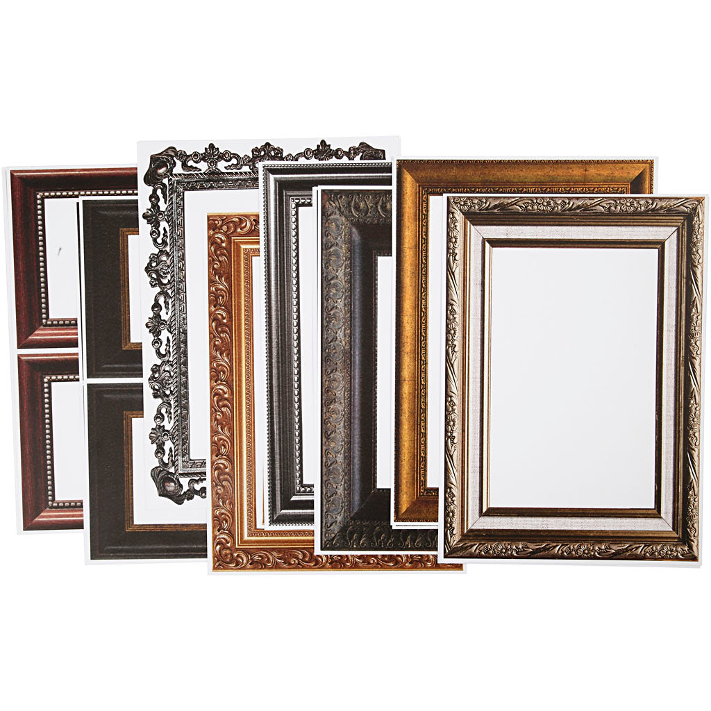 Frames, size 26,2x18,5 cm, metallic colours, 16 ass sheets