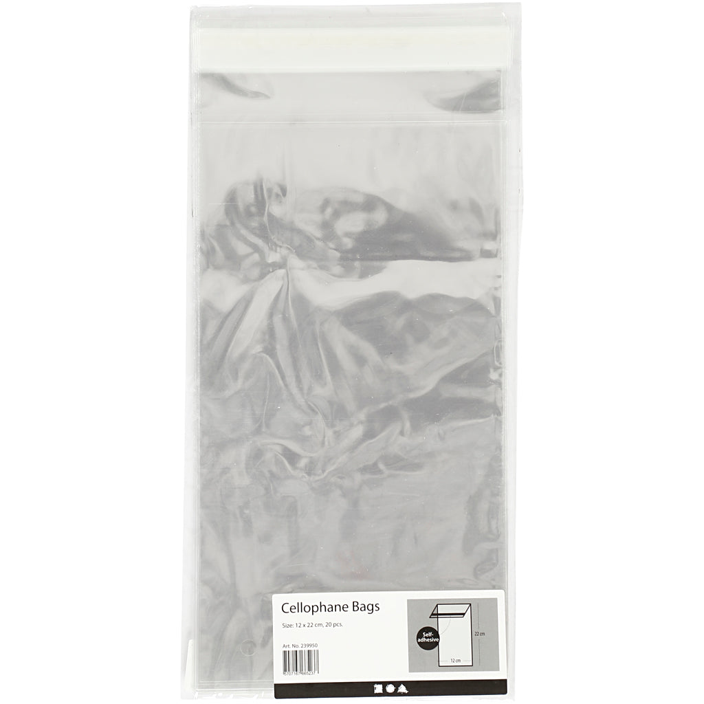 Buste di Cellophane, H: 22 cm, L: 12 cm, spess. 25 my, 20 pz/ 1 conf. [HOB-239950]