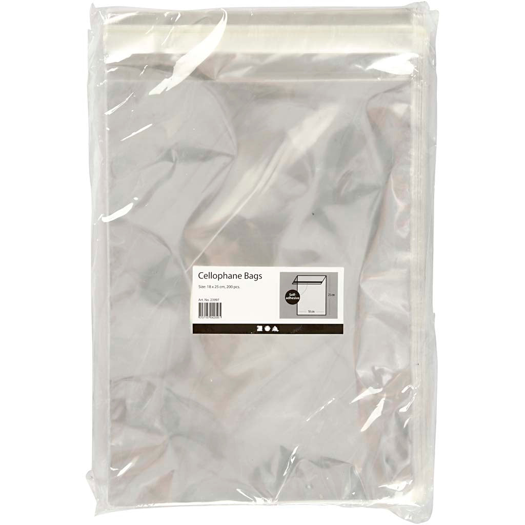 Cellophane Bag, W: 18 cm, H: 25.3 cm, 200pcs, 25 micron [HOB23997]