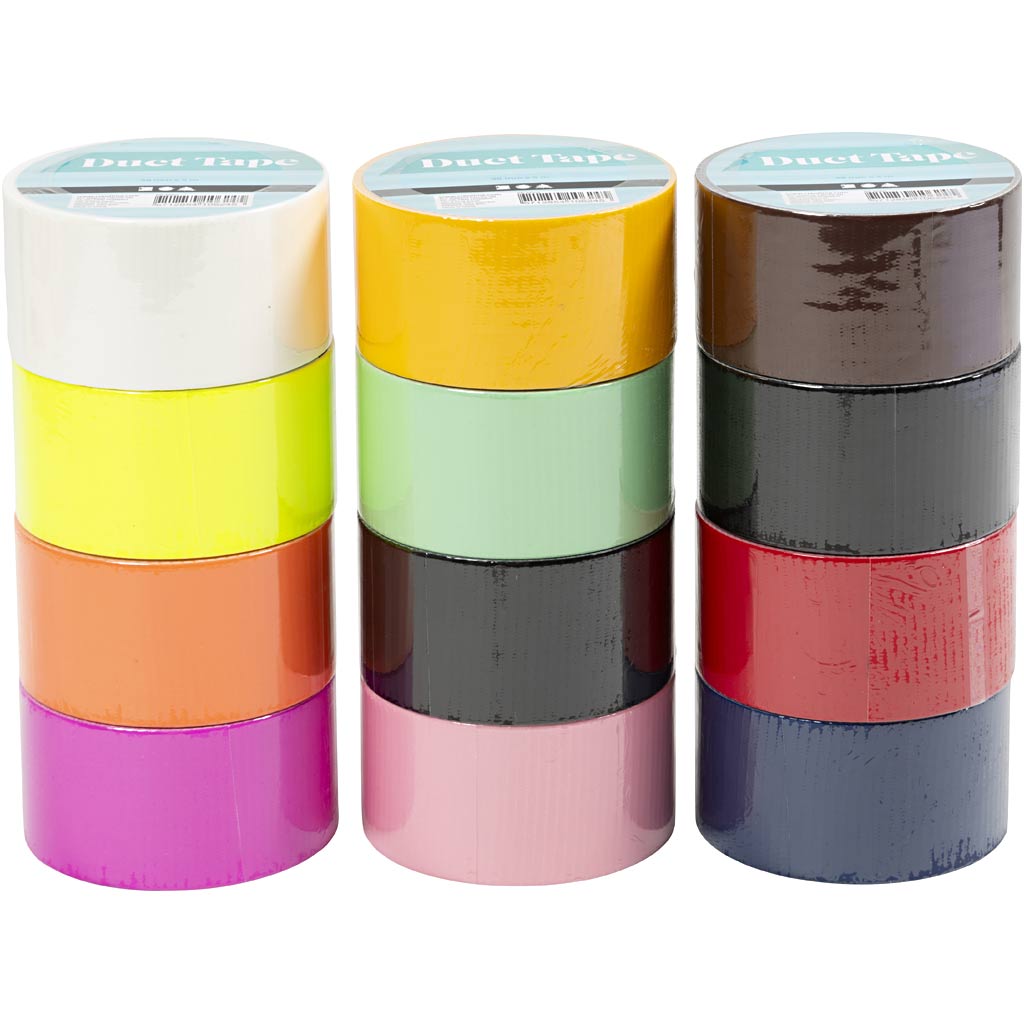 Duct Tape, Solid colour, W: 48 mm, assorted colours, 12x5 m