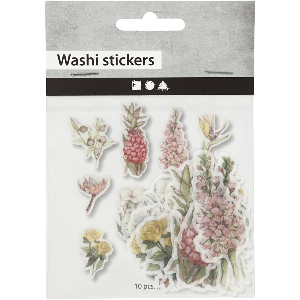 Masking tape stickers, flowers, size 25-60 mm, 30 pc/ 1 pack [HOB24751]
