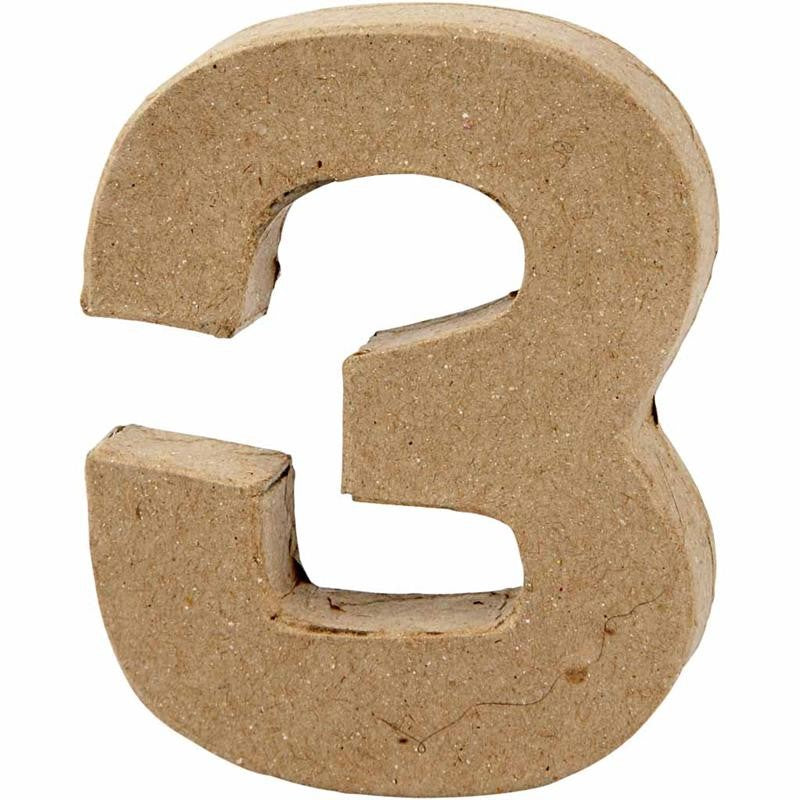 Numero, 3, H: 10 cm, L: 8 cm, spess. 1,7 cm, 1 pz [HOB-26670]