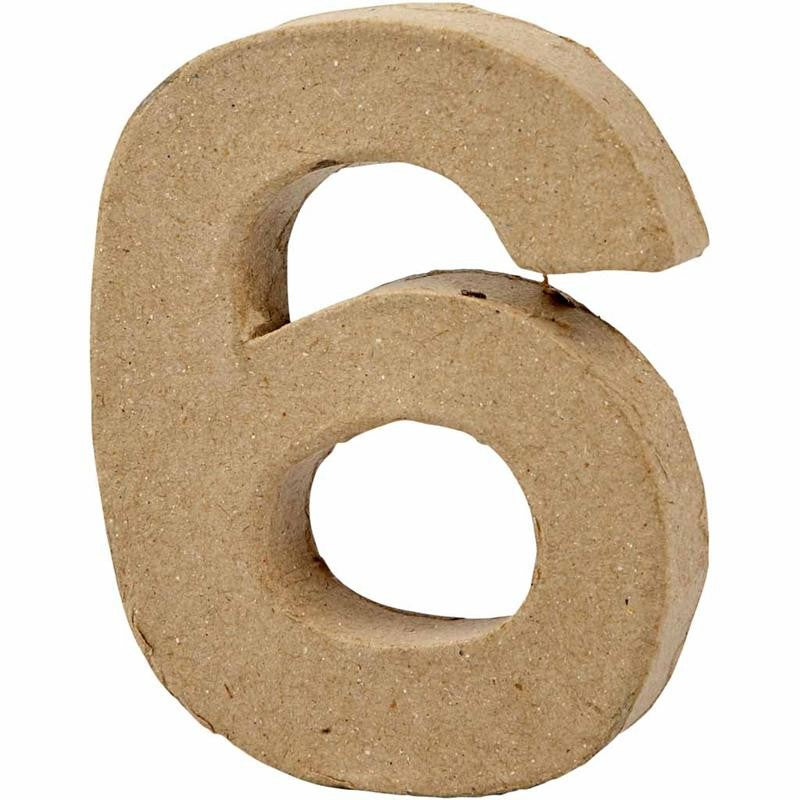 Numero, 6, H: 10 cm, L: 8,2 cm, spess. 1,7 cm, 1 pz [HOB-26673]