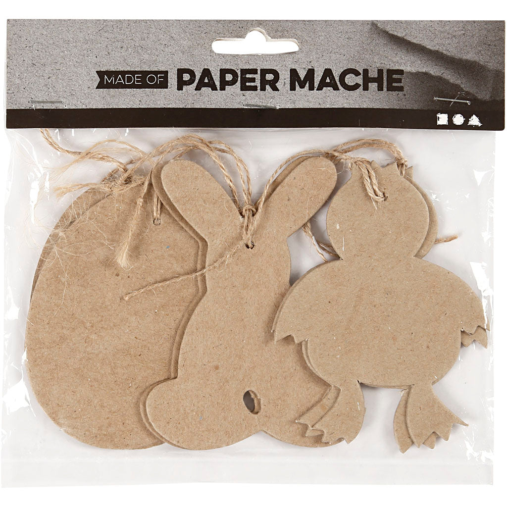 Decorazioni di Pasqua da appendere, coniglio, gallina, uova, H: 10 cm, 6 pz/ 1 conf. [HOB-267343]
