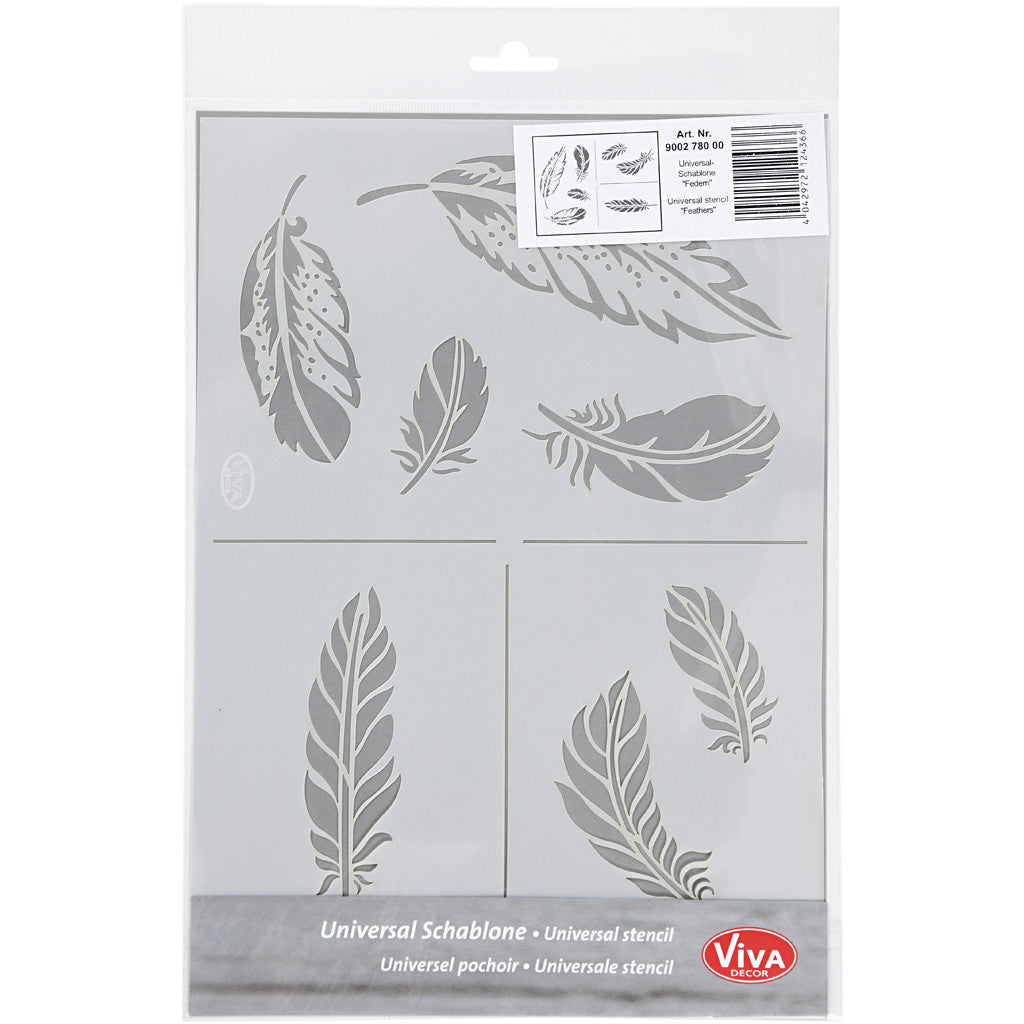 Stencil , piume, A4, foglio 210x297 mm, 1 pz [HOB-26978]