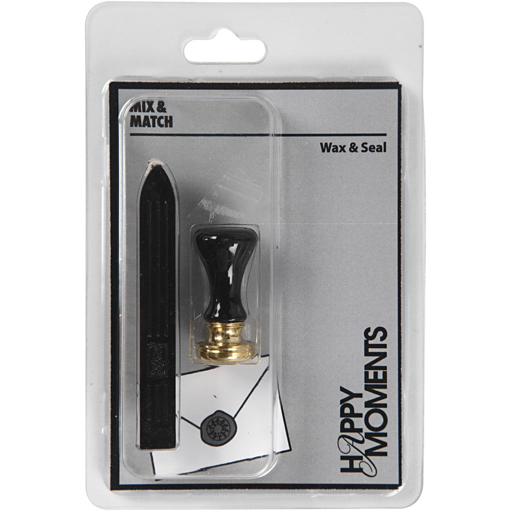 Set per sigillo di cera, diam 17 mm, nero, 1 set [HOB-270284]