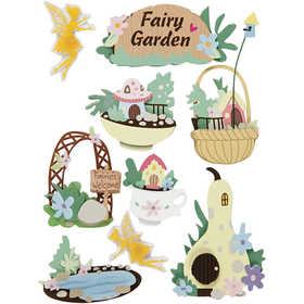 Stickers 3D, giardino fatato, H: 32-64 mm, L: 30-55 mm, spess. 7 mm, 9 pz/ 1 conf. [HOB-27093]