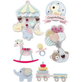 Stickers 3D, baby, H: 25-70 mm, L: 20-55 mm, spess. 7 mm, 8 pz/ 1 conf. [HOB-27095]