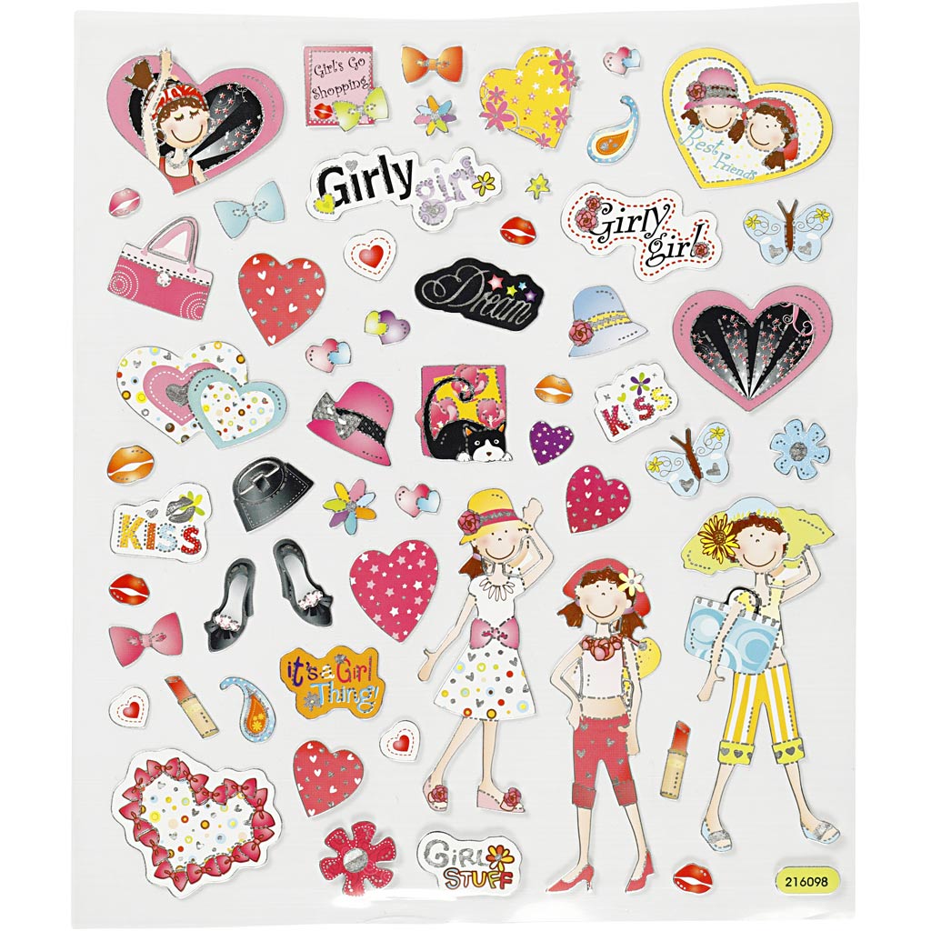 Stickers, girls, sheet 15x16,5 cm, 1 sheet