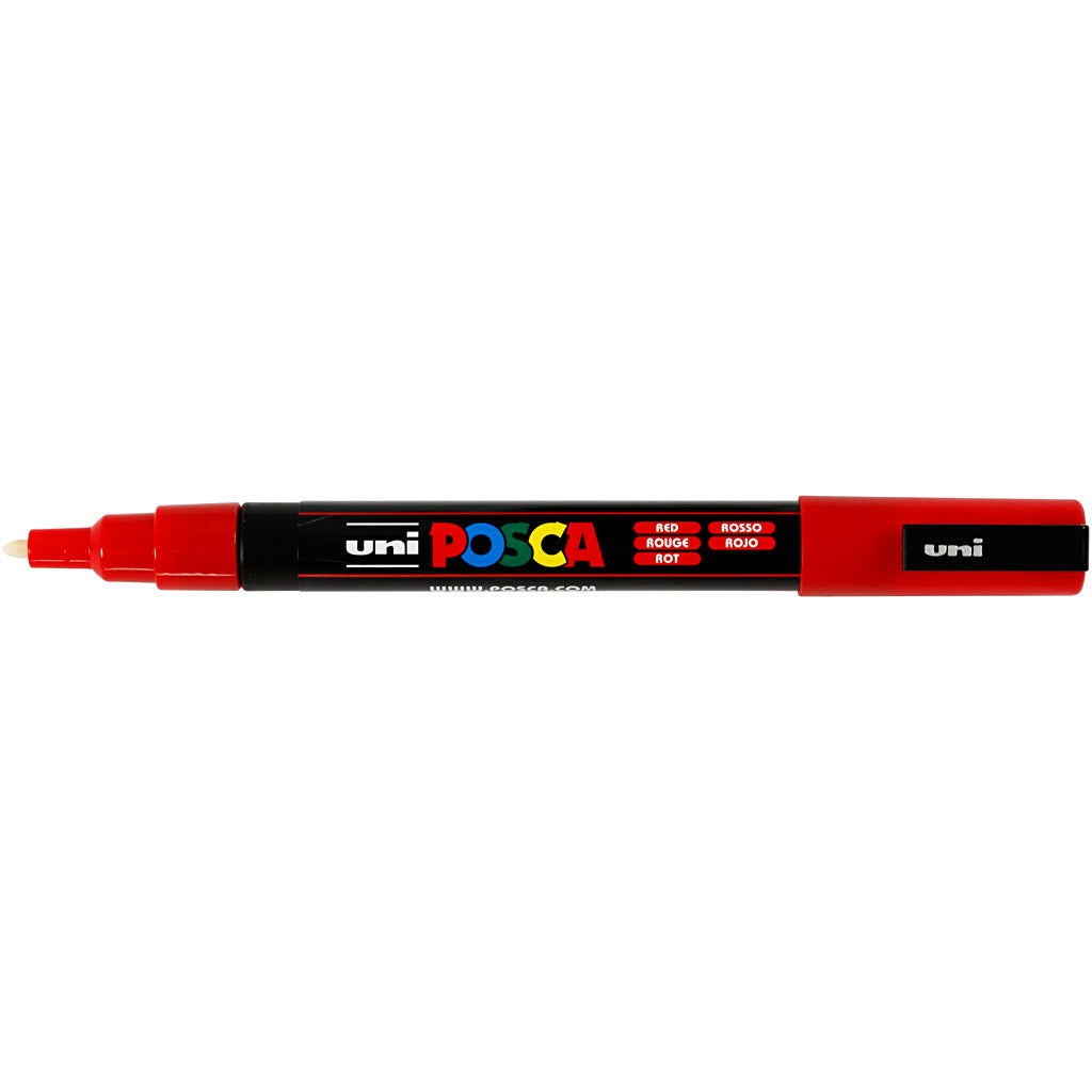 Pennarello Posca, dim. PC-3M, ampiezza tratto 0,9-1,3 mm, fine, rosso, 1 pz [HOB-274040]