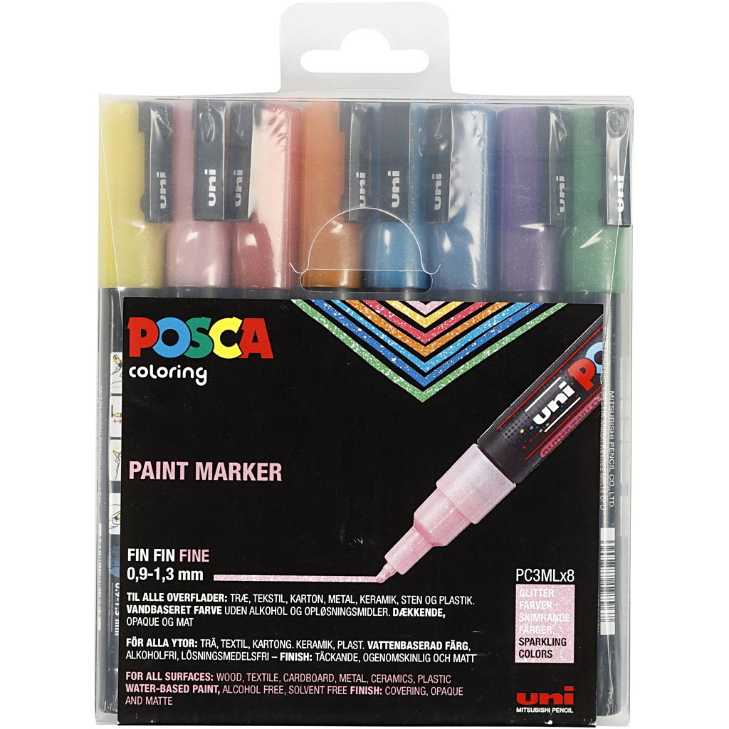 Pennarello Posca, dim. PC-3ML, ampiezza tratto 0,9-1,3 mm, colori brillanti, 8 pz/ 1 conf. [HOB-274899]