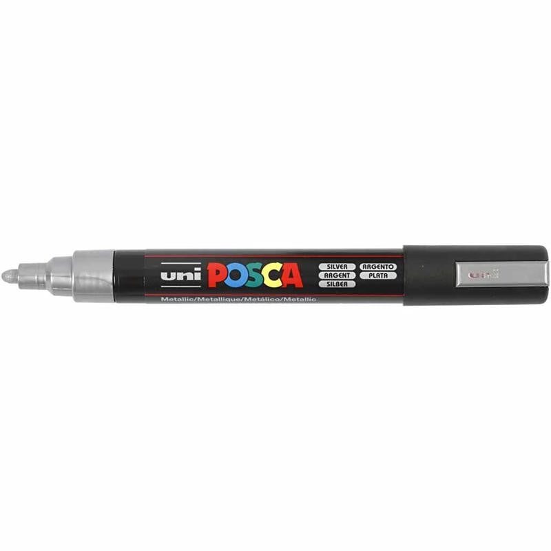 Pennarello Posca, dim. PC-5M, ampiezza tratto 2,5 mm, medium, argento, 1 pz [HOB-276805]