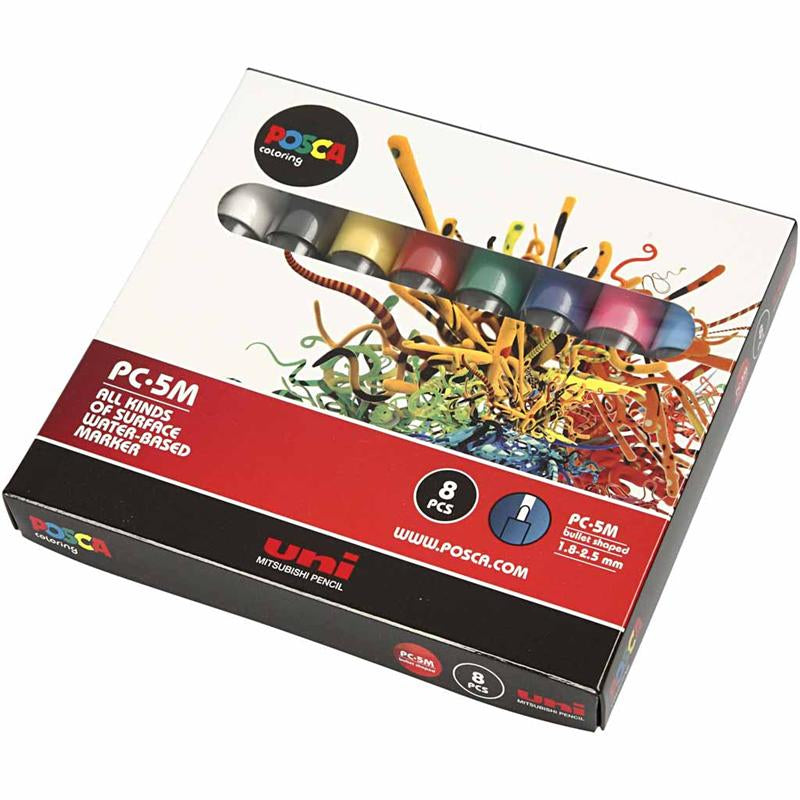 Pennarello Posca, dim. PC-5M, ampiezza tratto 2,5 mm, medium, colori asst., 8 pz/ 1 conf. [HOB-276900]