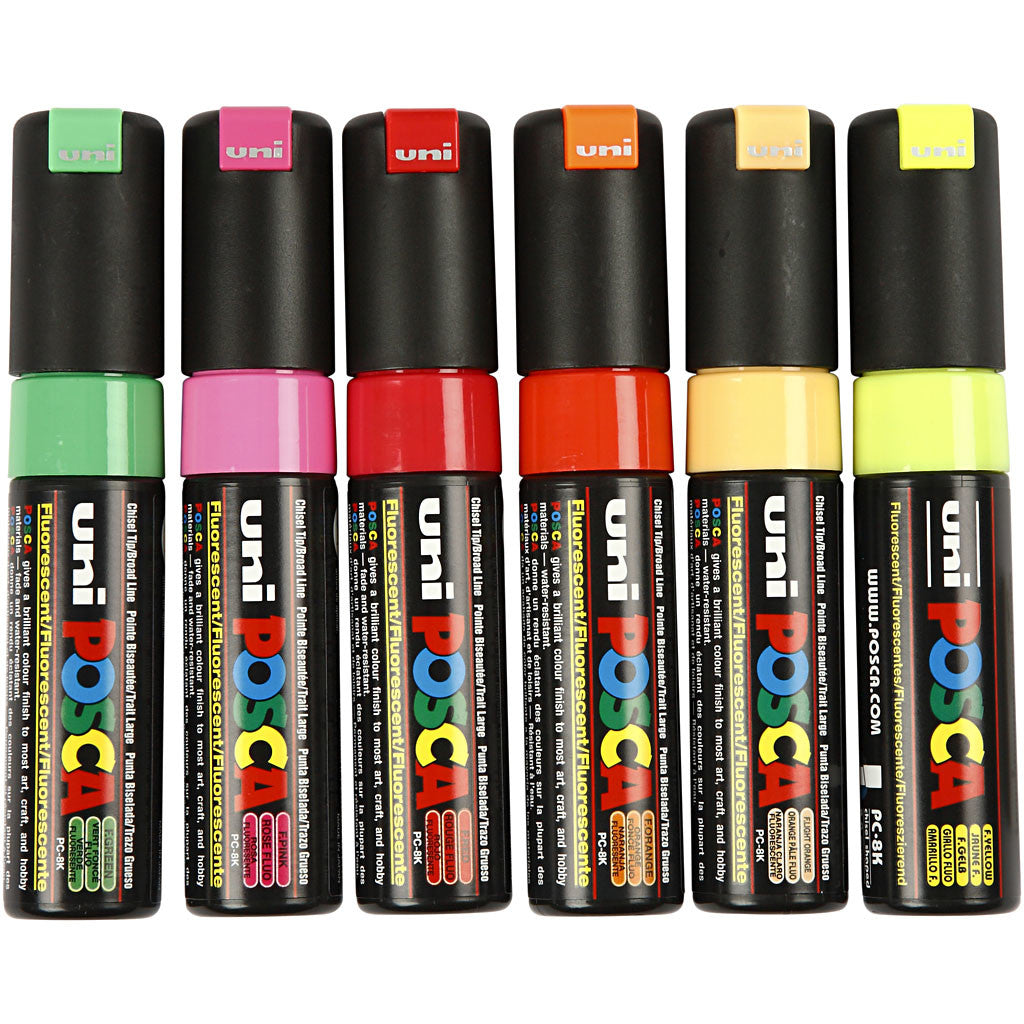Pennarello Posca, dim. PC-8K, ampiezza tratto 8 mm, broad, semi opaco, colori asst., 6 pz/ 1 conf. [HOB-278900]