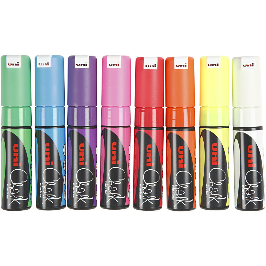 Chalk Pen, ampiezza tratto 8 mm, colori asst., 8 pz/ 1 conf. [HOB-279918]