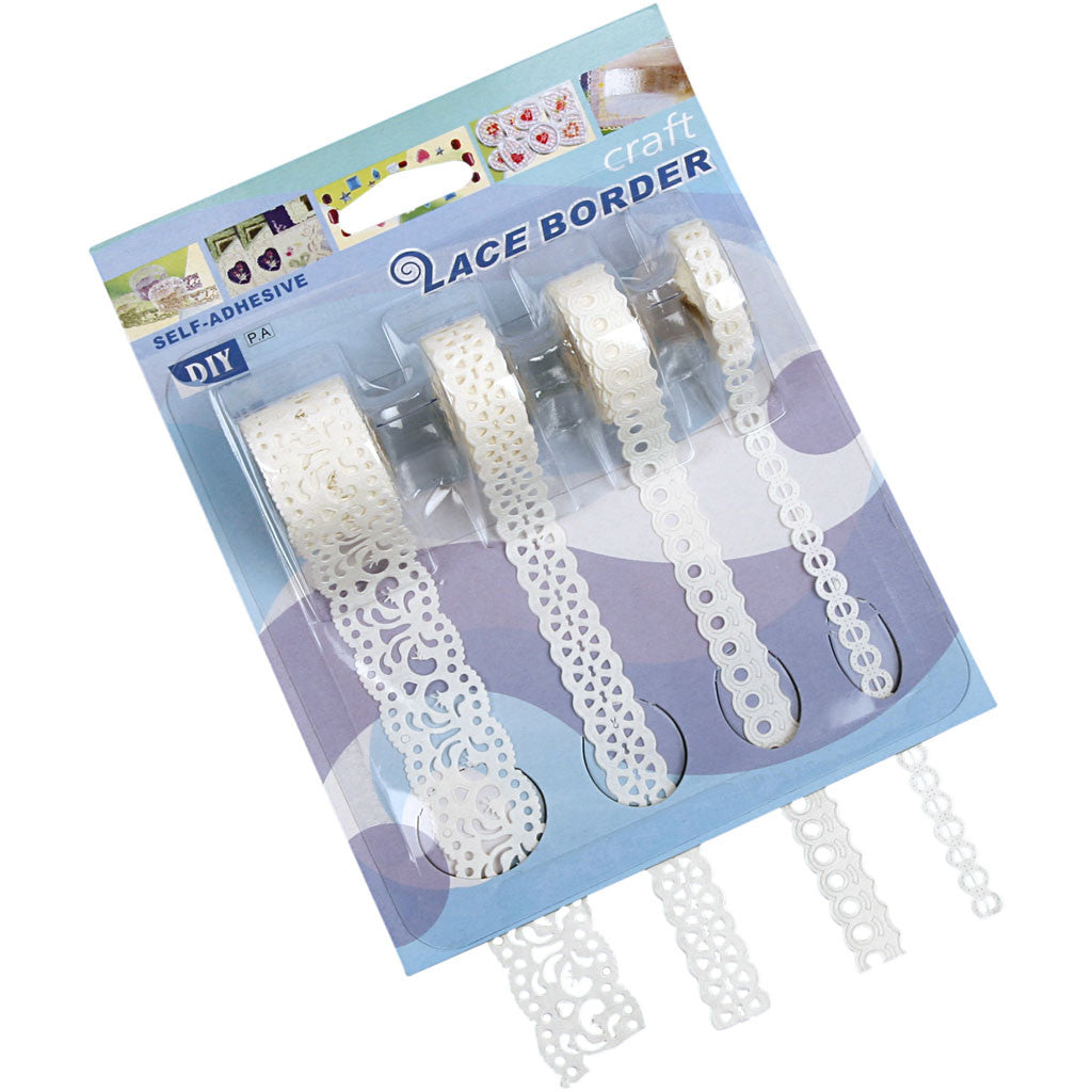 Bordini in pizzo di carta, L: 8-23 mm, bianco, 4x2 m/ 1 conf. [HOB-28024]