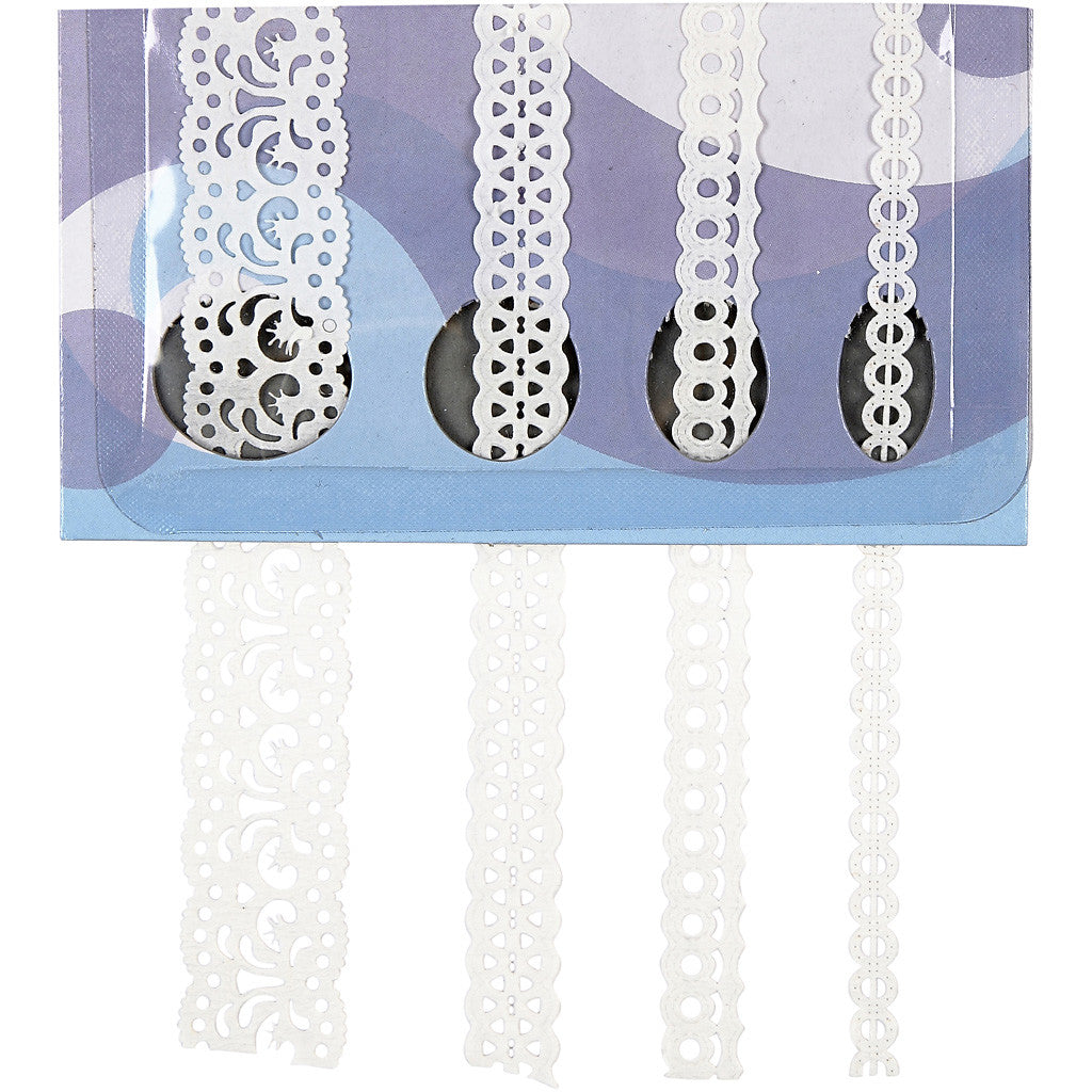 Bordini in pizzo di carta, L: 8-23 mm, bianco, 4x2 m/ 1 conf. [HOB-28024]