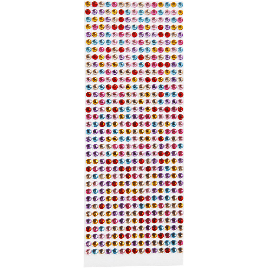 Strass, diam 4-6 mm, foglio 16x9,5 cm, colori asst., 10 fgl./ 1 conf. [HOB-28303]