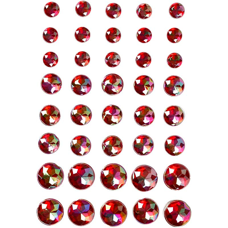 Rhinestones, size 6+8+10 mm, red, 40 pc