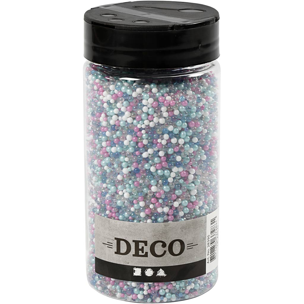 Mini Perle in Vetro, misura 0,6-0,8+1,5-2+3 mm, colori pastello, 600g/ 1 vasch. [HOB-28395]