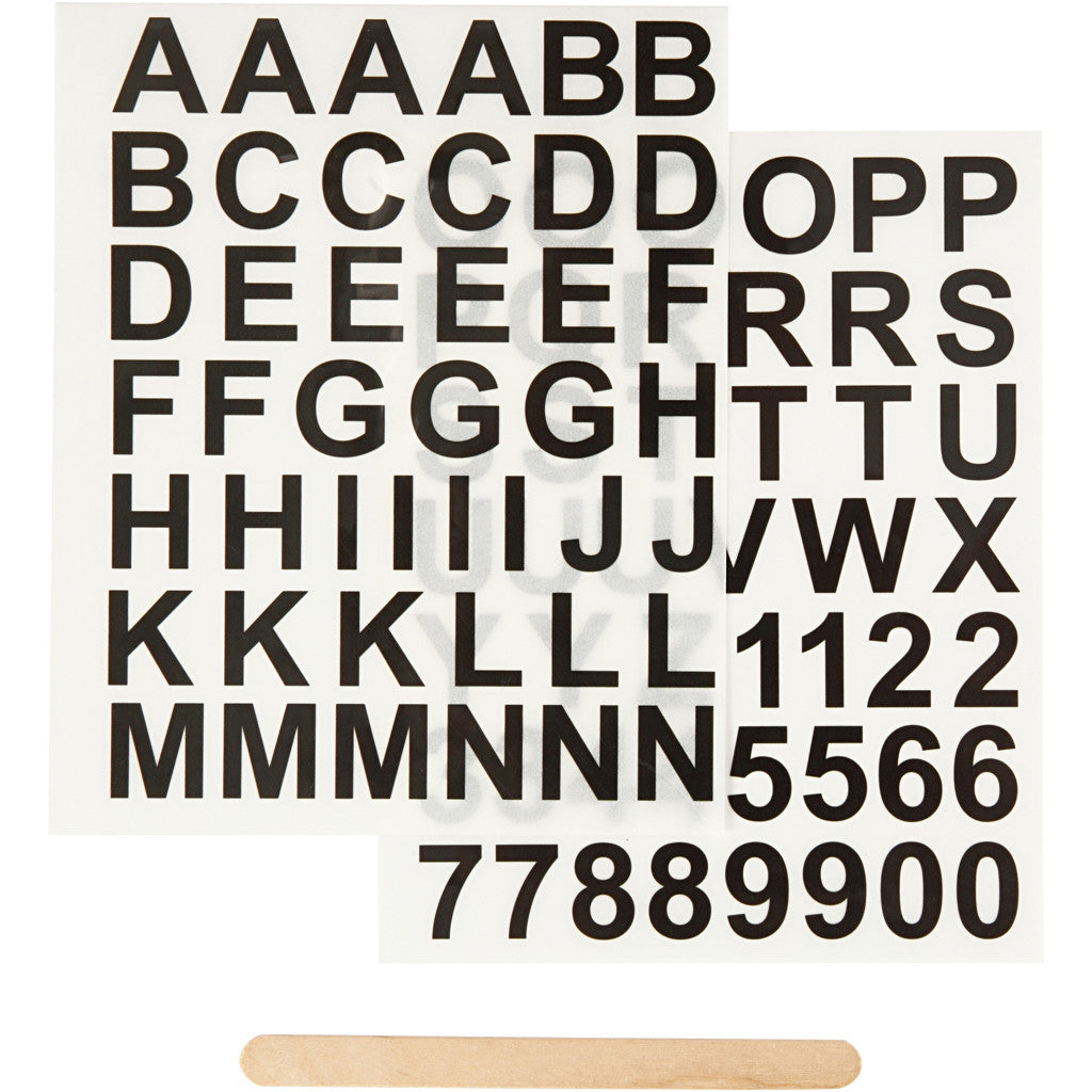 Sticker da Strofinare, lettere e numeri, H: 17 mm, L: 17 mm, foglio 12,2x15,3 cm, nero, 1 conf. [HOB-283966]