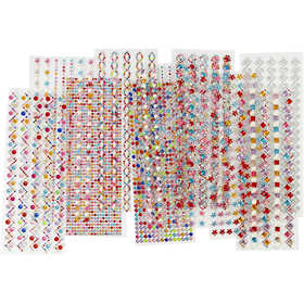 Diamanti sintetici, diam 2-10 mm, foglio 27x9 cm, il contenuto può variare , 12 fgl. asst./ 1 conf. [HOB-28402]