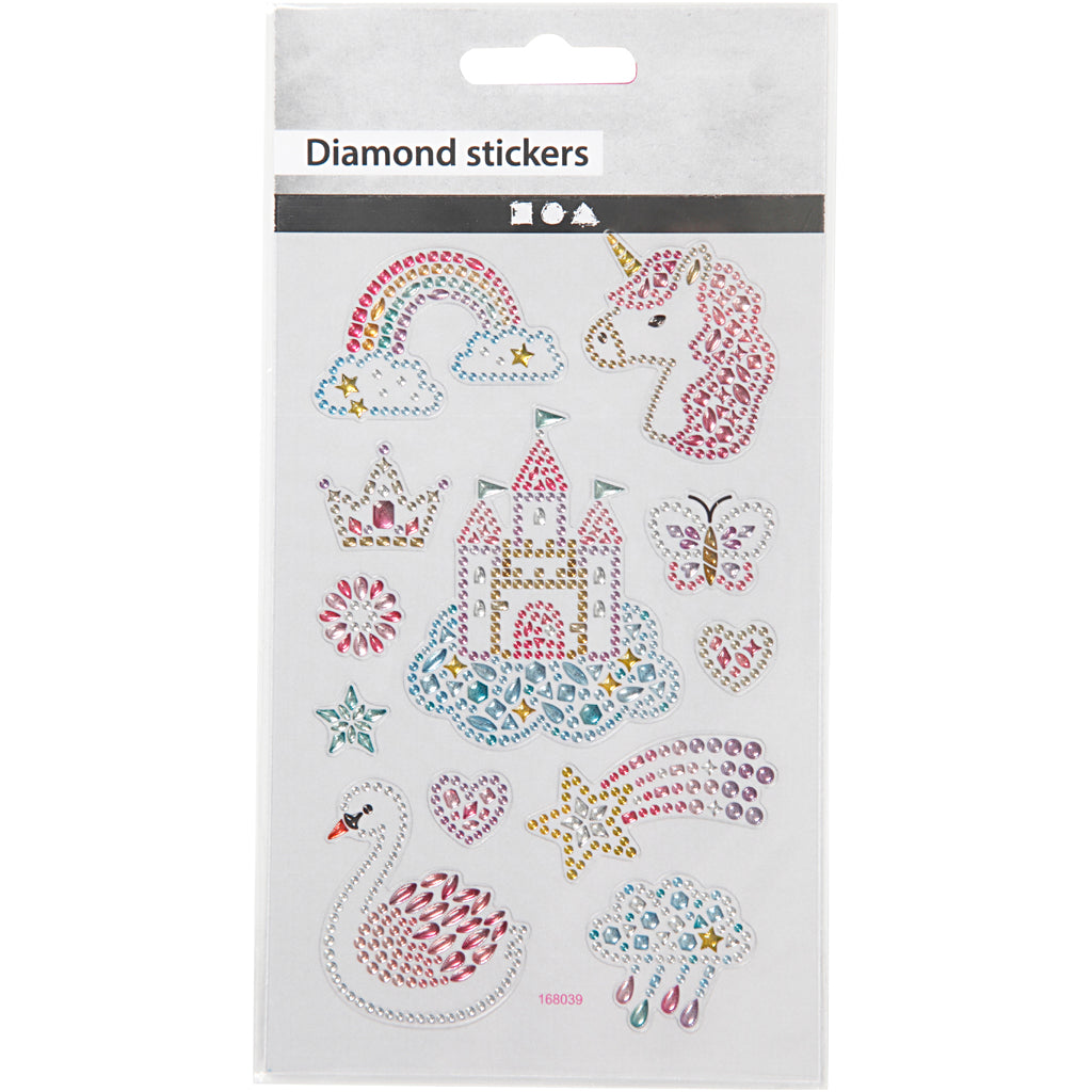Stickers diamanti, mondo unicorno, foglio 10x16 cm, 1 fgl. [HOB-284032]