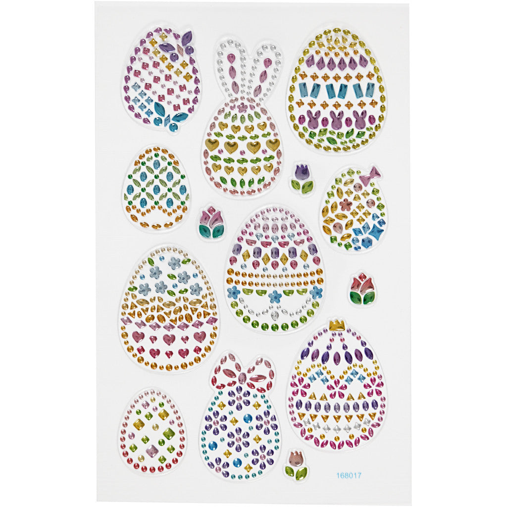 Diamond stickers, Easter eggs, sheet 10x16 cm, 1 sheet