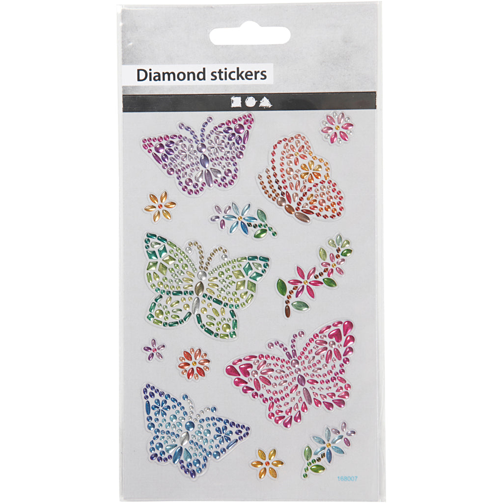 Stickers diamanti, farfalle, foglio 10x16 cm, 1 fgl. [HOB-284038]
