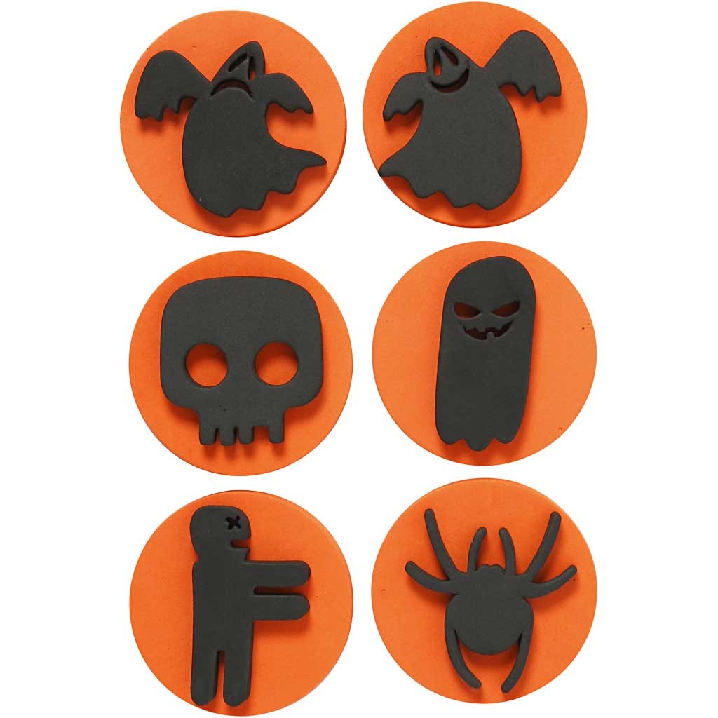Timbri di gomma, Halloween, diam 7,5 cm, spess. 2,5 cm, 6 pz/ 1 conf. [HOB-28553]