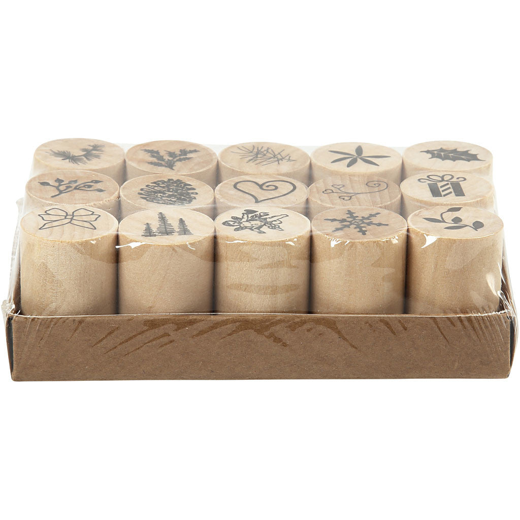 Timbri Decorativi, Natale, H: 26 mm, diam 20 mm, 15 pz/ 1 conf. [HOB-28580]