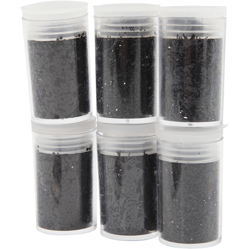 Glitter e Strass, nero, 6x5 g/ 1 conf. [HOB-28587]