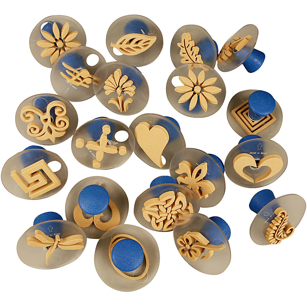 Timbri di gomma con manico, misura 3-6 cm, 20 pz/ 1 conf. [HOB-28590]