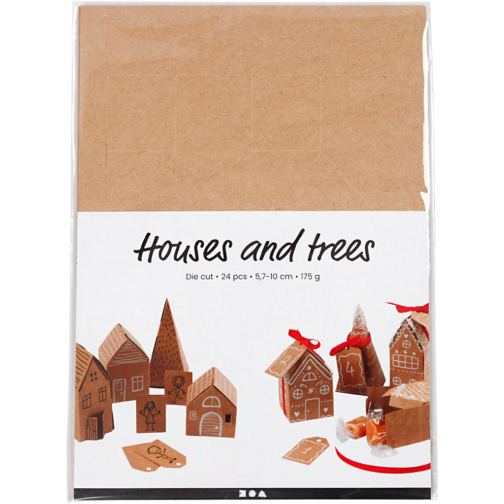 Case e alberi fustellati, H: 5,7-10 Cm cm, 1 set [HOB-29040]
