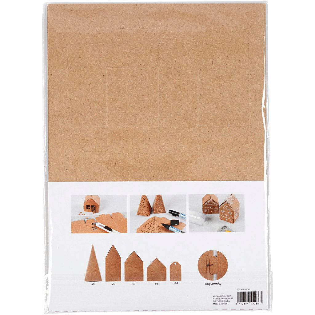 Case e alberi fustellati, H: 5,7-10 Cm cm, 1 set [HOB-29040]