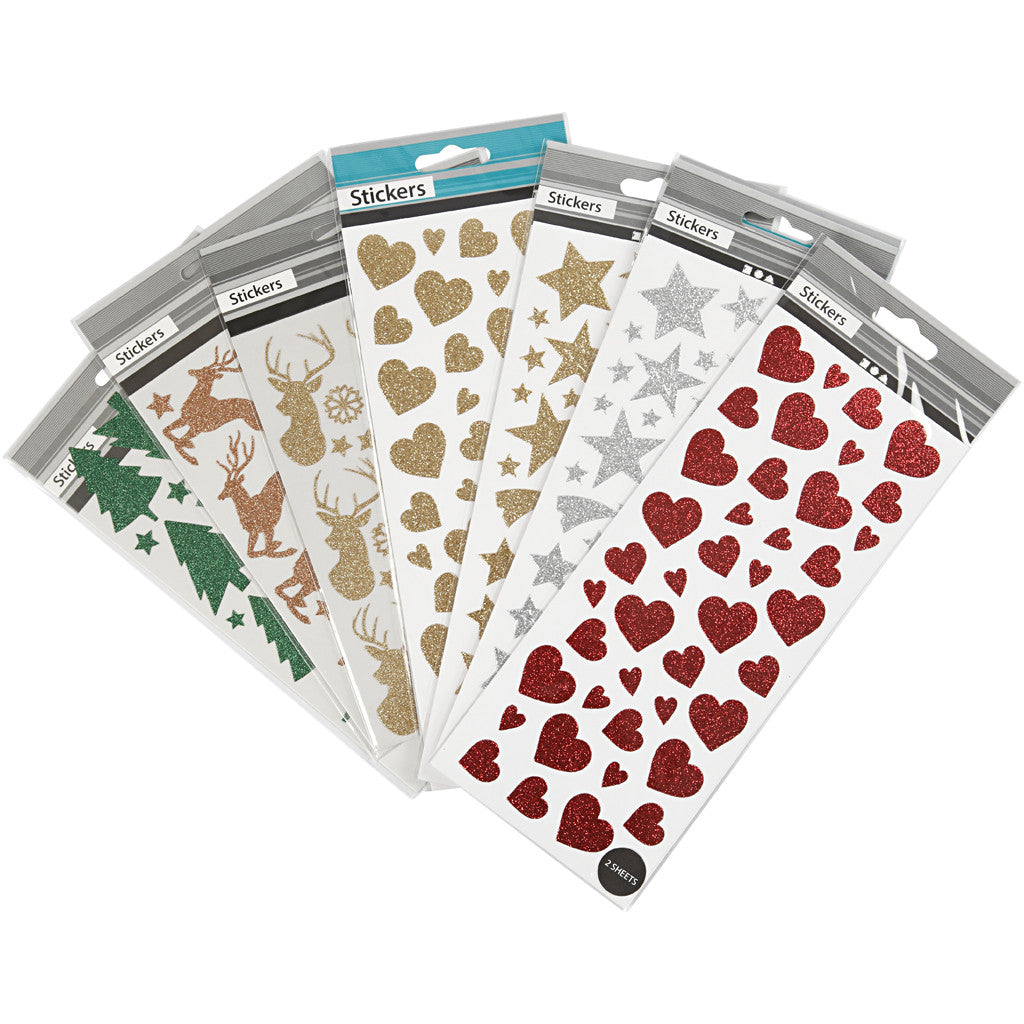 Stickers glitter, foglio 10x24+12x18,5 cm, 8 fgl./ 1 conf. [HOB-29113]