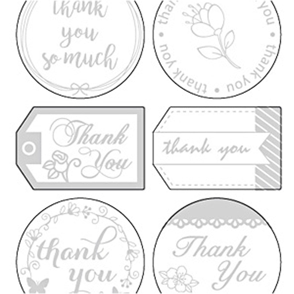 Stickers stelle, thank you, foglio 10x24 cm, ca. 13 pz, argento, 1 fgl. [HOB-29141]