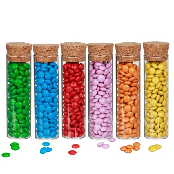 Tubo di vetro con sughero Ø3cm e alto 6cm (set di 12 pezzi) [IFS-29141]