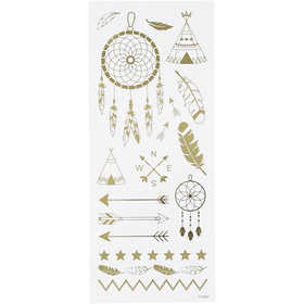 Stickers thank you, indiani, foglio 10x24 cm, ca. 17 pz, oro, 1 fgl. [HOB-29145]