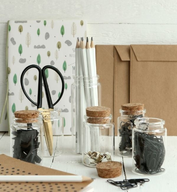 Becher di stoccaggio in vetro con sughero Ø 4,5cm e alto 12,5cm (12 pezzi) [IFS-29146]