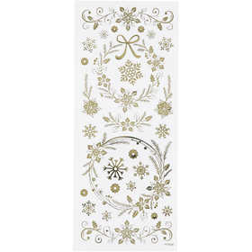 Stickers thank you, stelle di Natale, foglio 10x24 cm, ca. 29 pz, oro, 1 fgl. [HOB-29150]