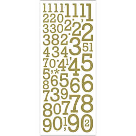 Stickers glitter, numeri, foglio 10x24 cm, oro, 2 fgl./ 1 conf. [HOB-29155]