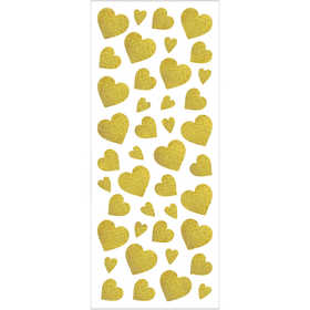 Stickers glitter, cuori, foglio 10x24 cm, ca. 84 pz, oro, 2 fgl./ 1 conf. [HOB-29156]