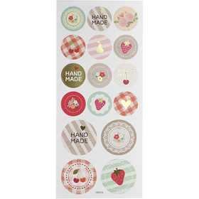 Stickers pastelli, handmade, foglio 10x23 cm, ca. 16 pz, 1 fgl. [HOB-29157]