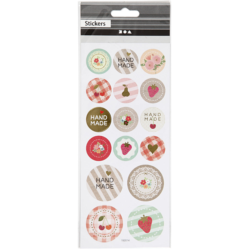 Stickers pastelli, handmade, foglio 10x23 cm, ca. 16 pz, 1 fgl. [HOB-29157]