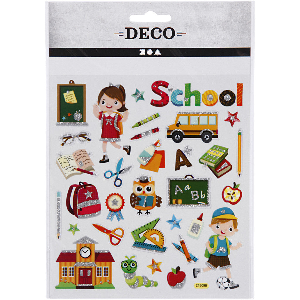 Adesivi, scuola, foglio 15x16,5 cm, ca. 32 pz, 1 fgl. [HOB-29176]