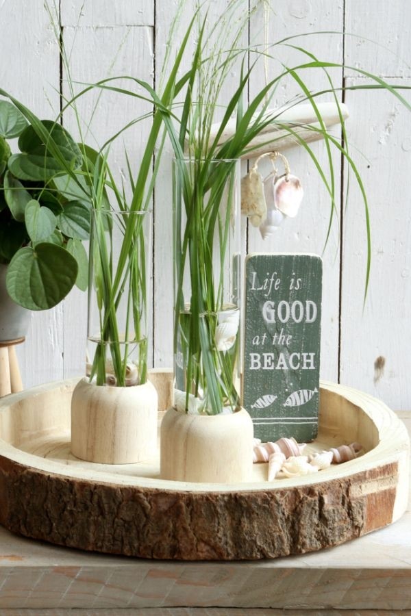 Base di legno con provetta Ø5cm e alta 18cm (1 pz) [IFS-29218]